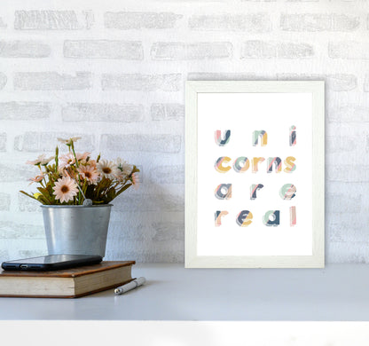 Unicorns Are Real Art Print By Orara Studio, Framed Childrens Wall Art Poster A4 Oak Frame