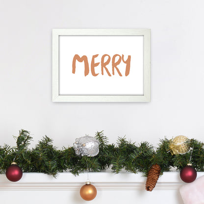 Merry Christmas Art Print by Orara Studio A4 Oak Frame