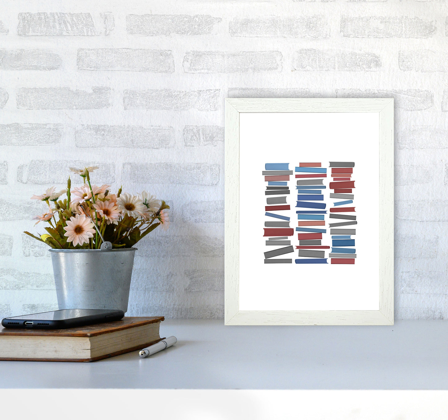 Books Colourful Abstract Art Print by Orara Studio A4 Oak Frame