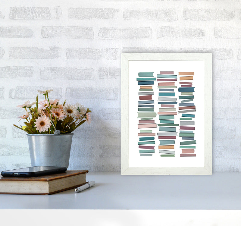 Books Pastel Abstract Art Print by Orara Studio A4 Oak Frame