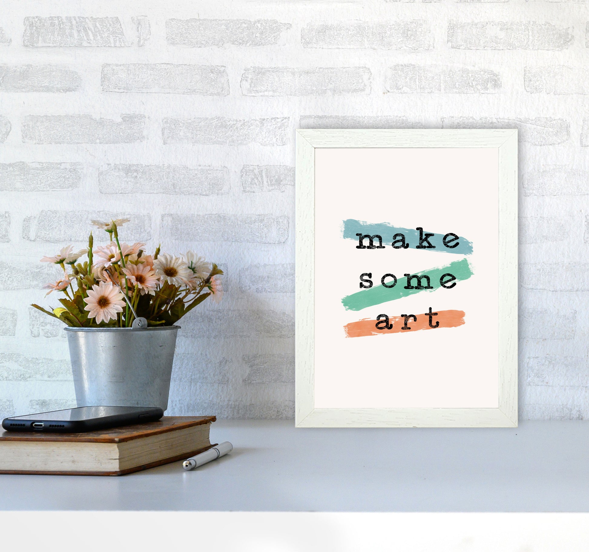 Make Some Art Quote Art Print by Orara Studio A4 Oak Frame