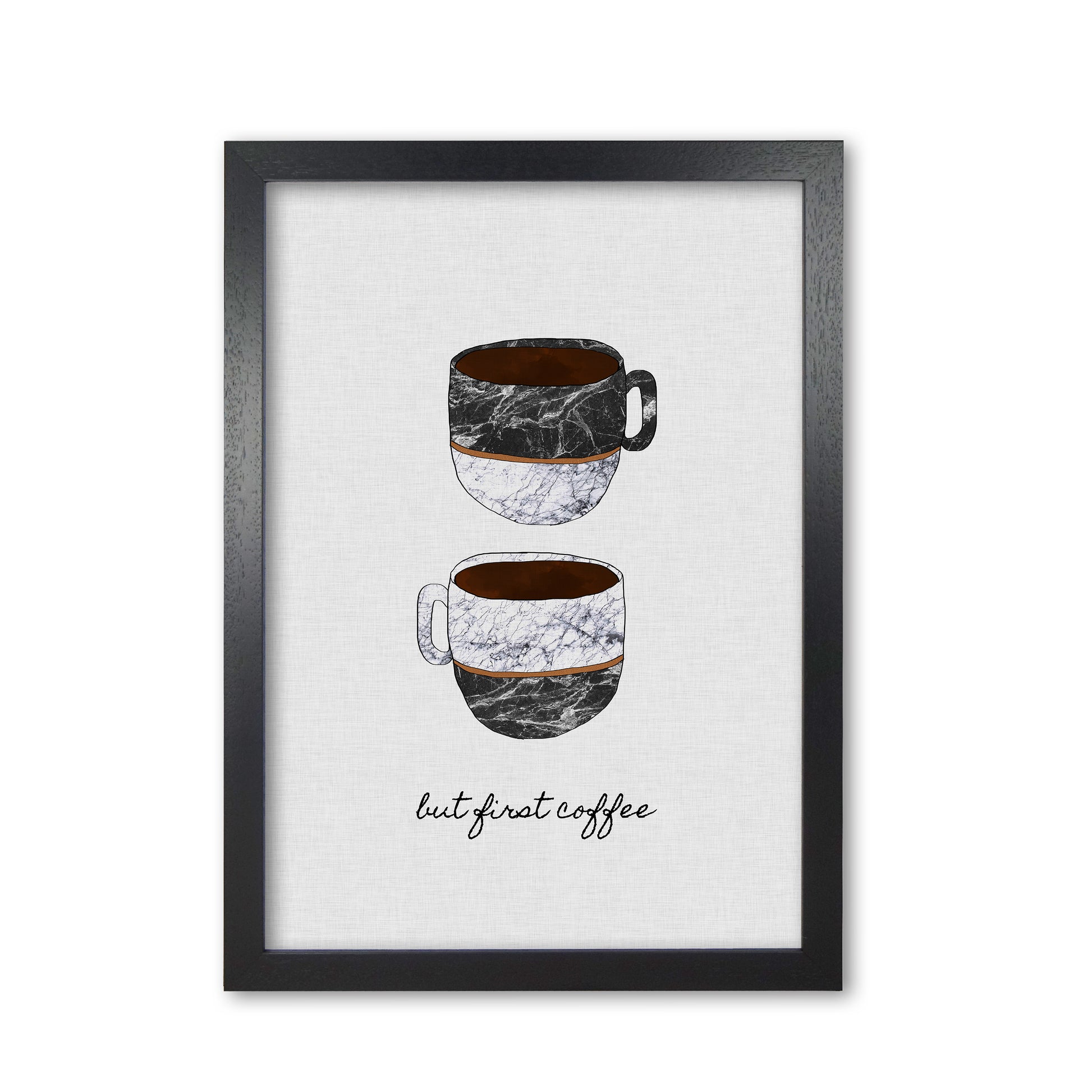 But First Coffee II Print By Orara Studio, Framed Kitchen Wall Art Black Grain