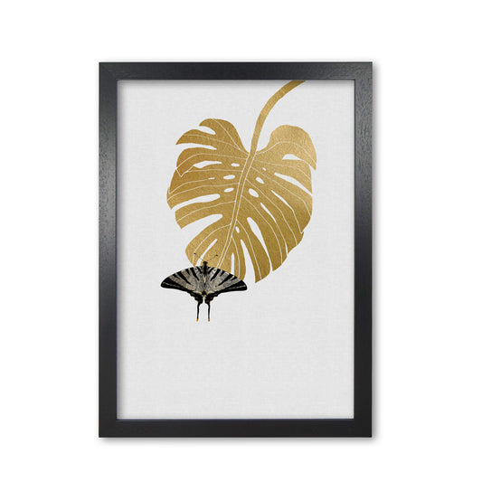 Butterfly & Monstera Leaf Print By Orara Studio Black Grain