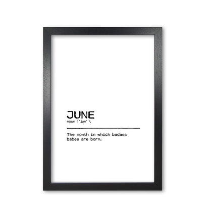 June Badass Definition Quote Print By Orara Studio Black Grain