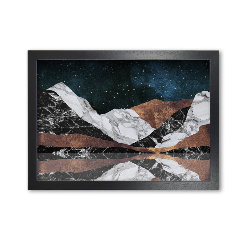 Landscape Mountains Print By Orara Studio, Framed Botanical & Nature Art Print Black Grain