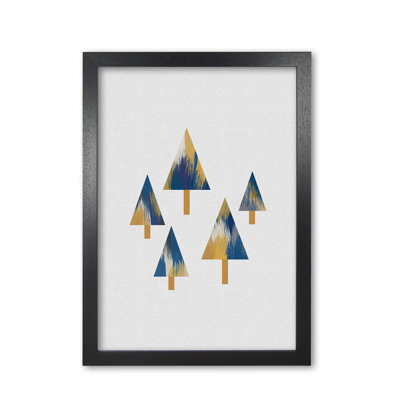 Trees Blue & Yellow Print By Orara Studio Black Grain