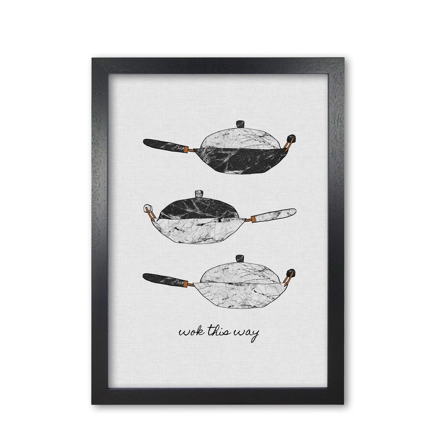 Wok This Way Print By Orara Studio, Framed Kitchen Wall Art Black Grain