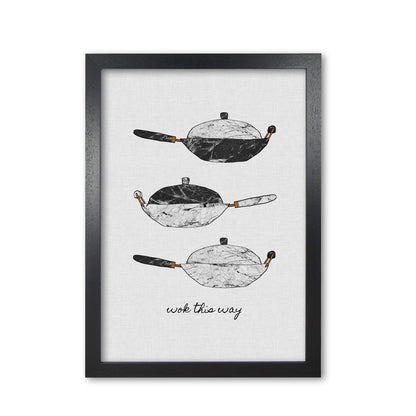 Wok This Way Print By Orara Studio, Framed Kitchen Wall Art Black Grain