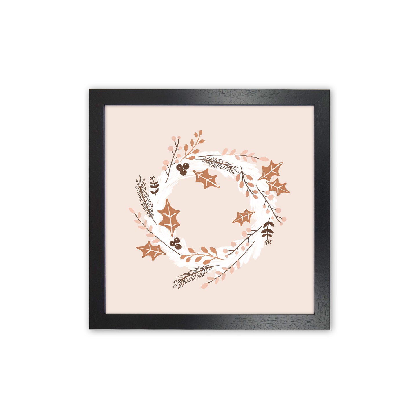 Christmas Wreath Christmas Art Print by Orara Studio Black Grain