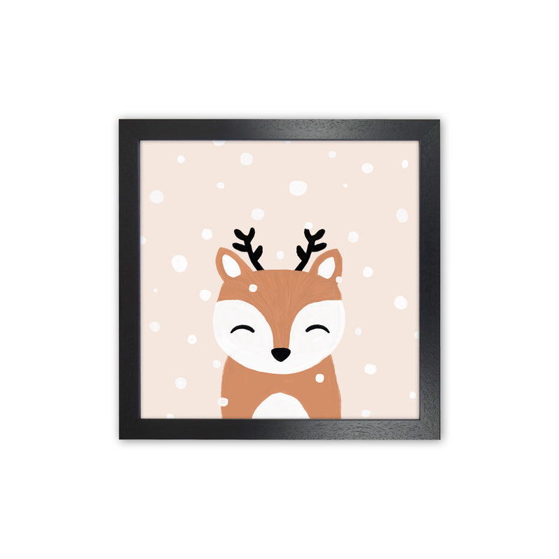 Snow & Deer Christmas Art Print by Orara Studio Black Grain