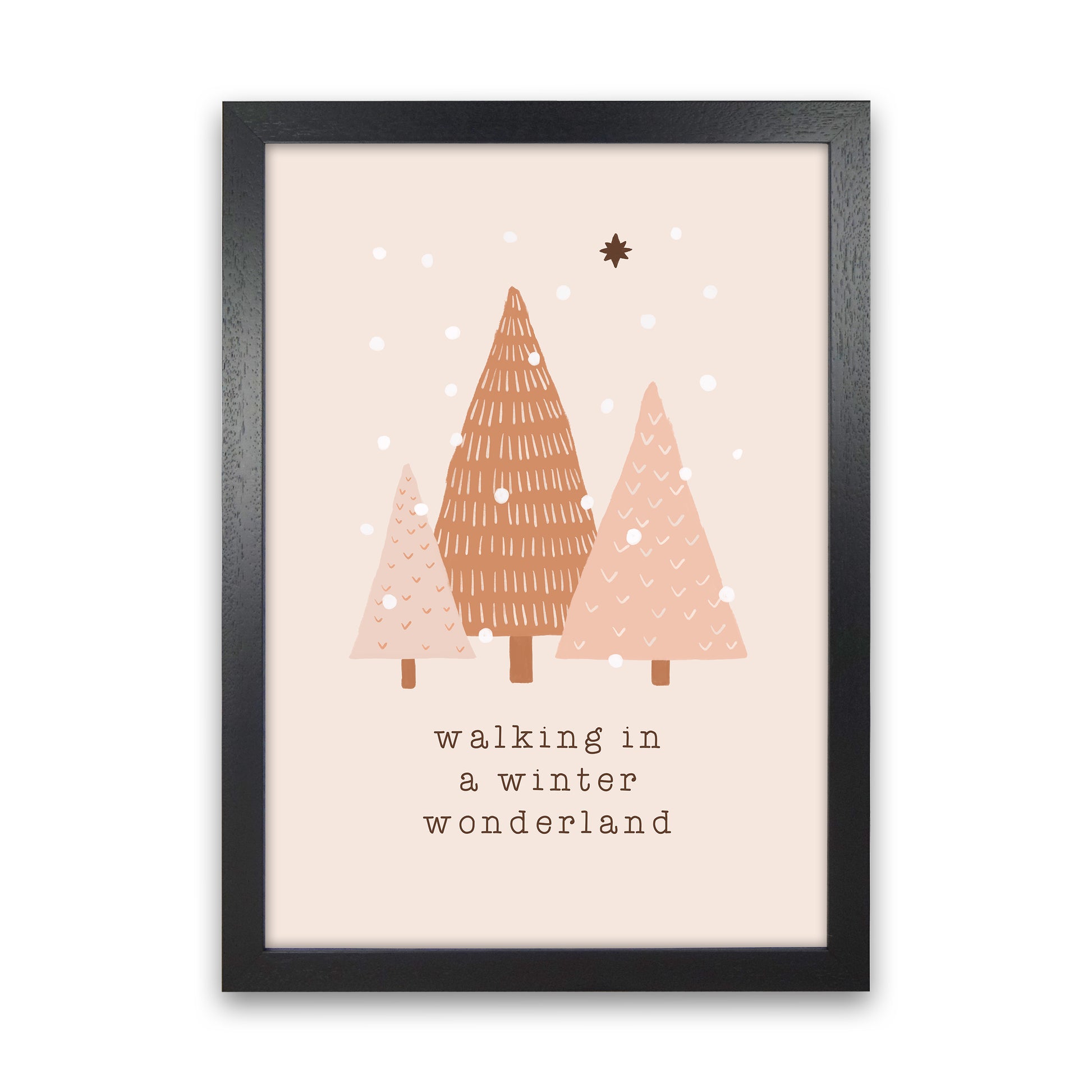 Walking In A Winter Wonderdland Christmas Art Print by Orara Studio Black Grain