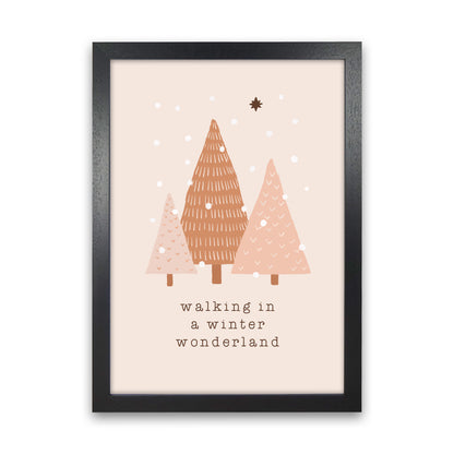 Walking In A Winter Wonderdland Christmas Art Print by Orara Studio Black Grain