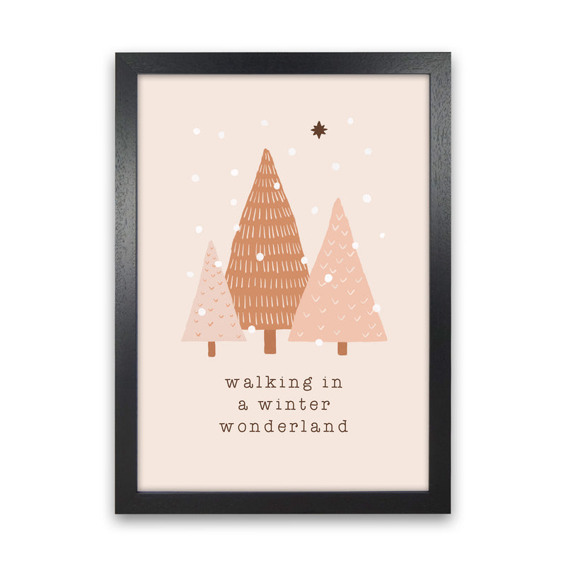 Walking In A Winter Wonderdland Christmas Art Print by Orara Studio Black Grain