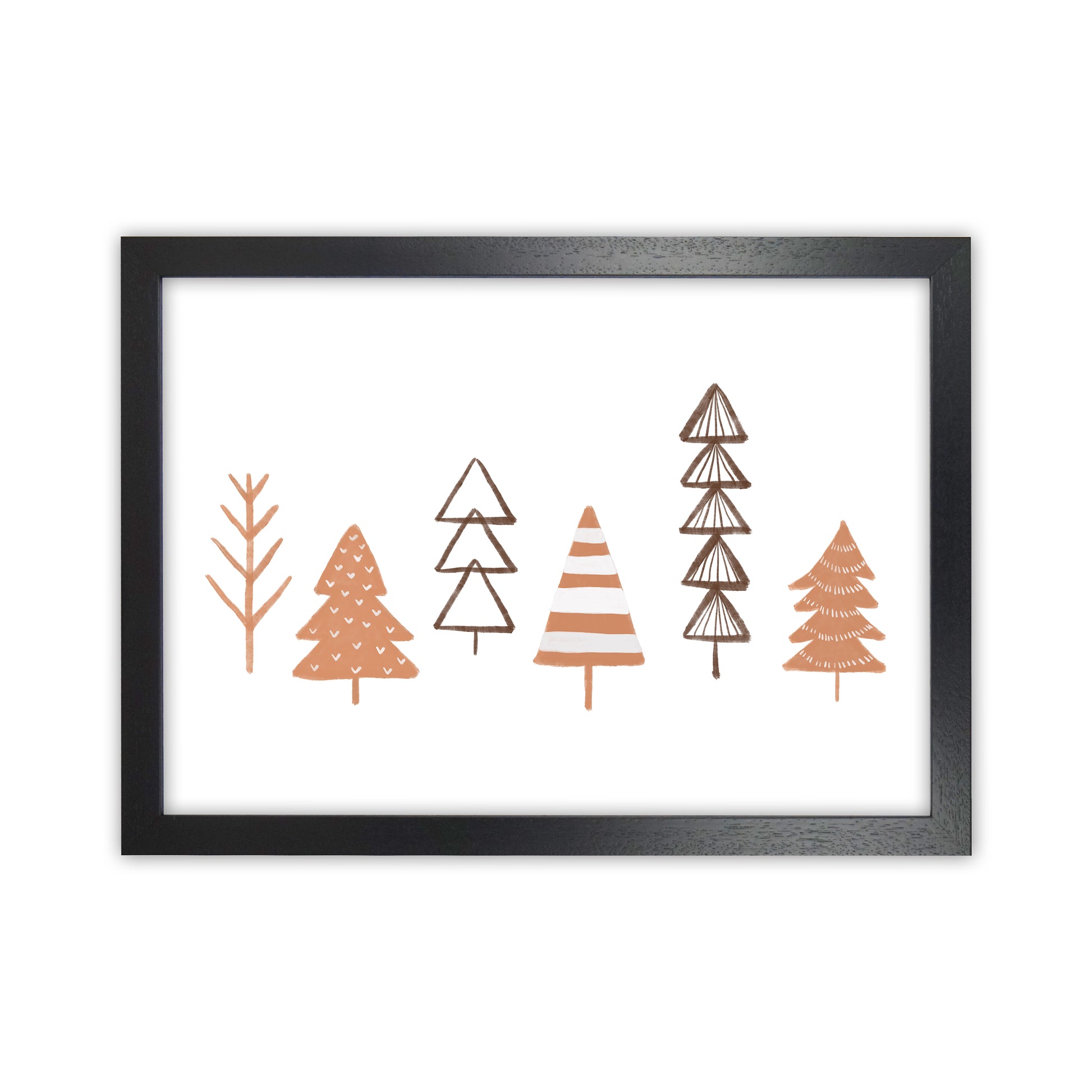 Winter Trees Illustration Christmas Art Print by Orara Studio Black Grain