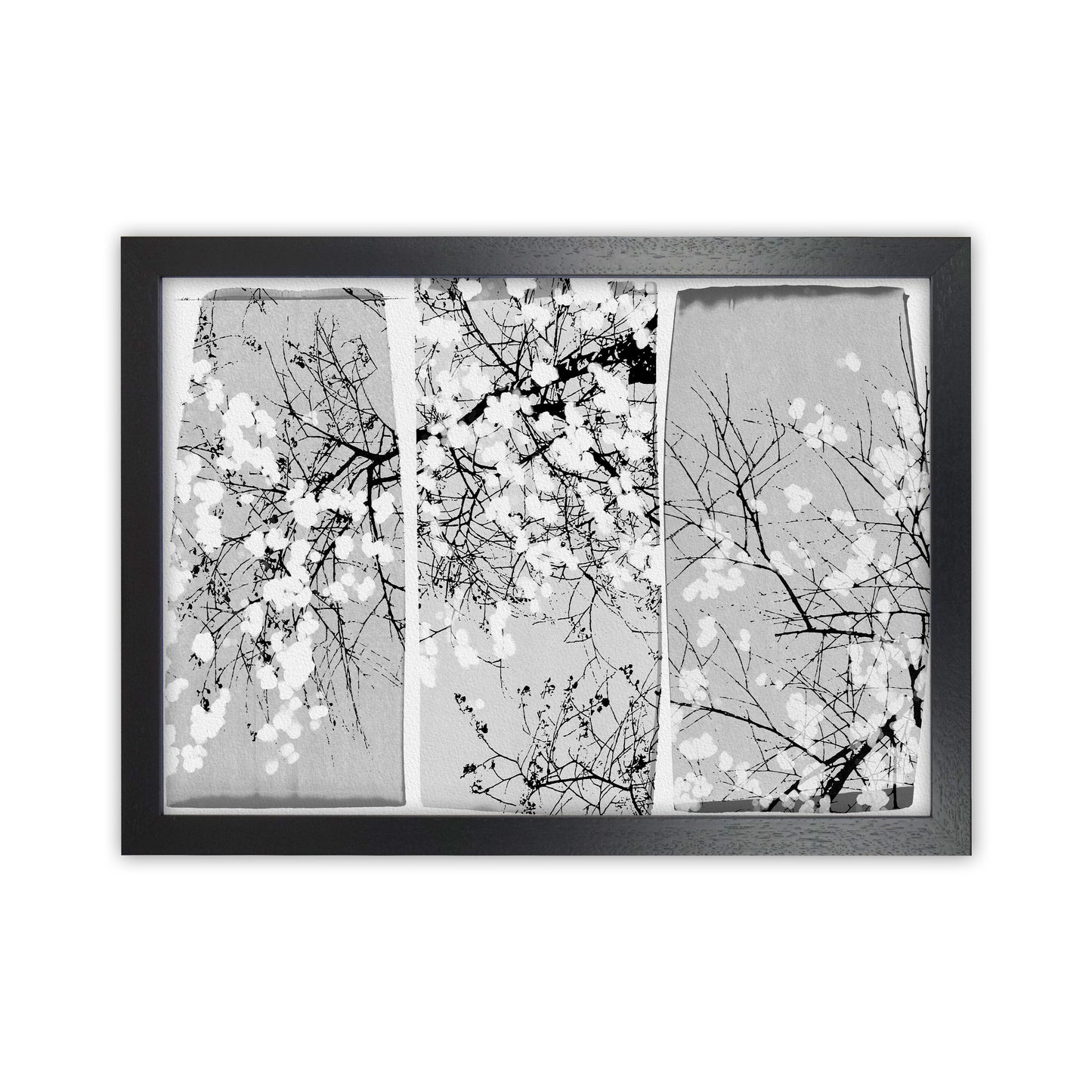 Oriental Blossom Botanical Art Print by Orara Studio Black Grain