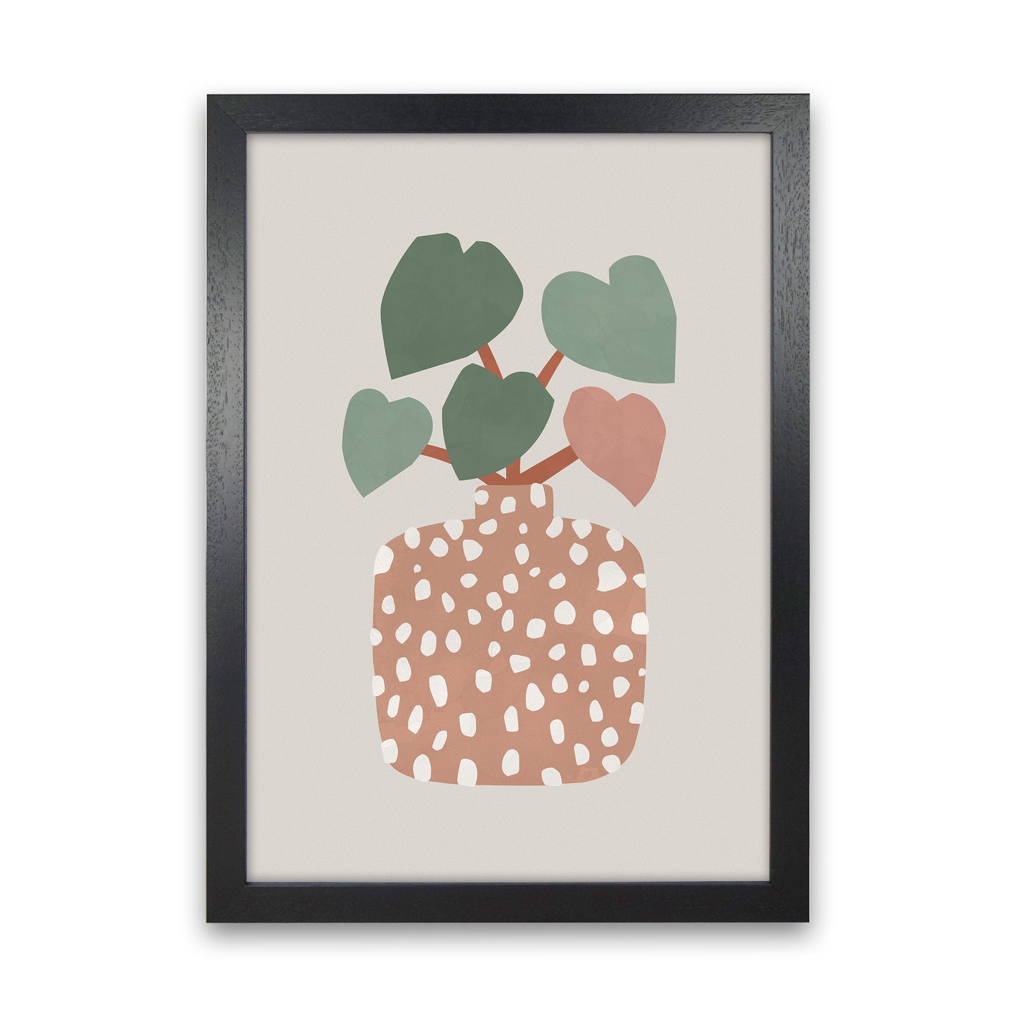 Terrazzo & Heart Plant Art Print by Orara Studios Black Grain