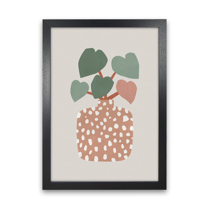 Terrazzo & Heart Plant Art Print by Orara Studios Black Grain