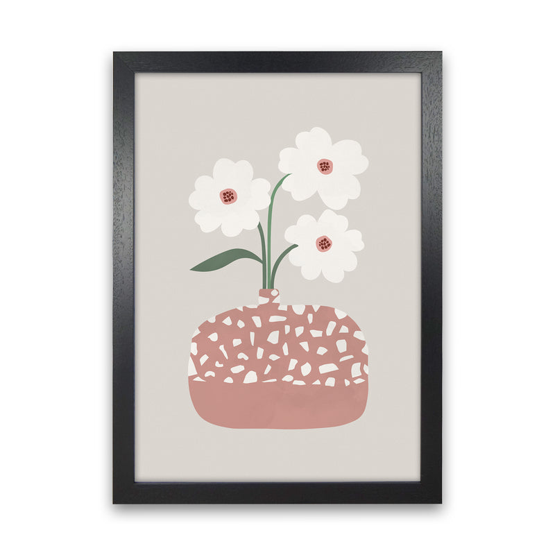 Terrazzo & Flowers Art Print by Orara Studios Black Grain