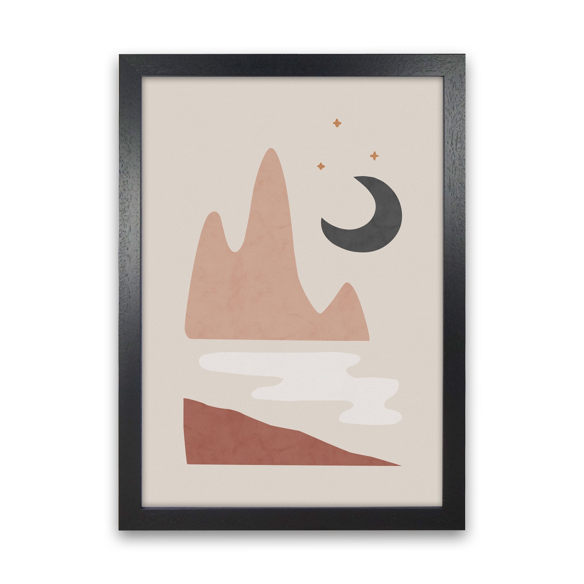Landscape & Moon Art Print by Orara Studio Black Grain
