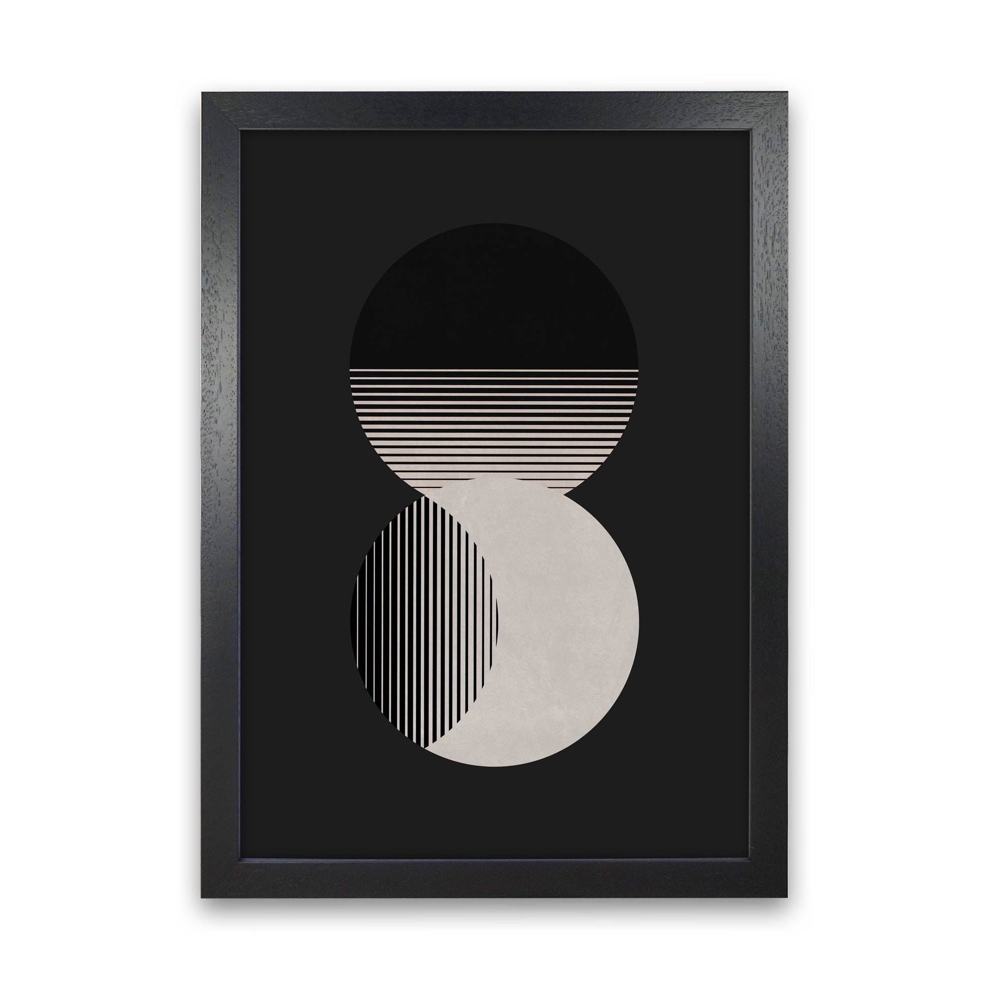Circle Sun & Moon BW Art Print by Orara Studio Black Grain