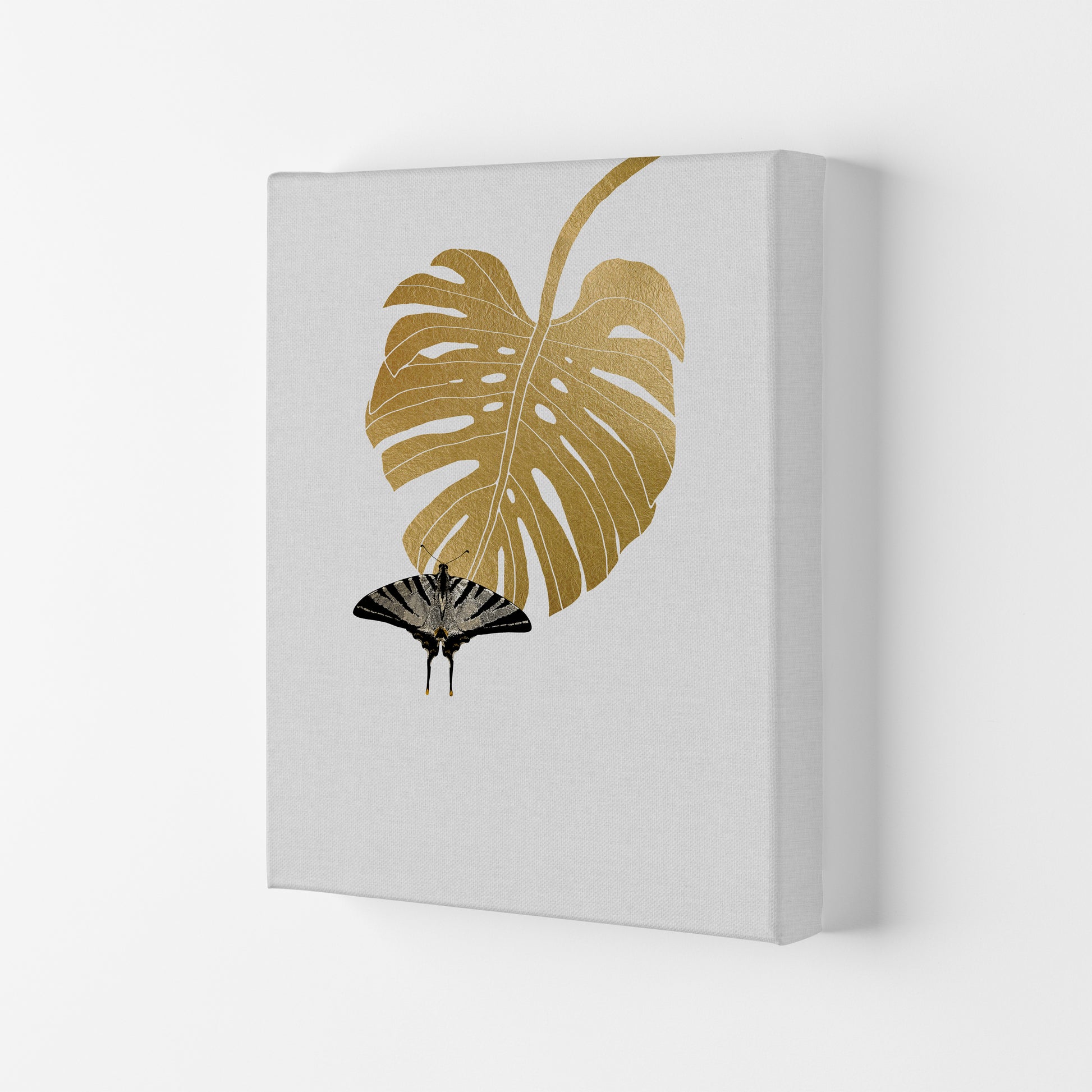 Butterfly & Monstera Leaf Print By Orara Studio Canvas
