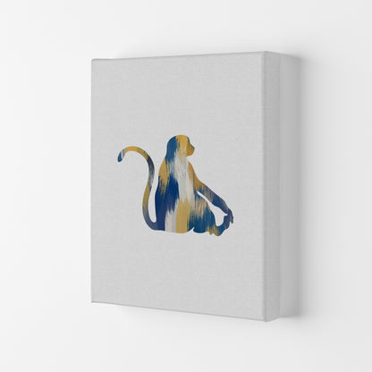 Monkey Blue & Yellow Print By Orara Studio Animal Art Print Canvas