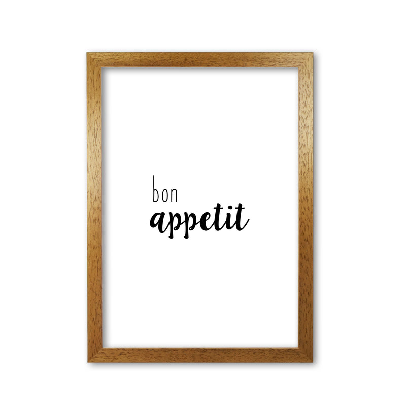 Bon Appetit Food Quote Print By Orara Studio, Framed Kitchen Wall Art Oak Grain