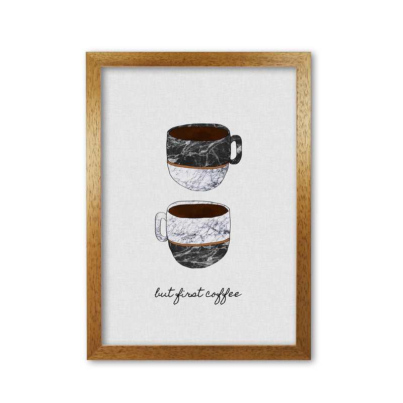 But First Coffee II Print By Orara Studio, Framed Kitchen Wall Art Oak Grain