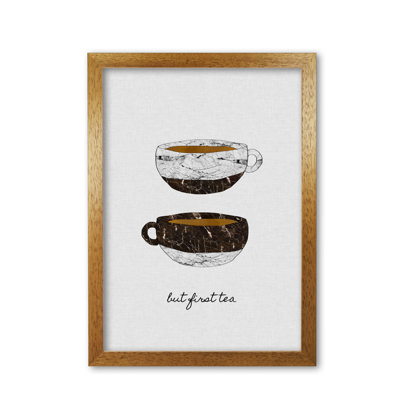 But First Tea Print By Orara Studio, Framed Kitchen Wall Art Oak Grain
