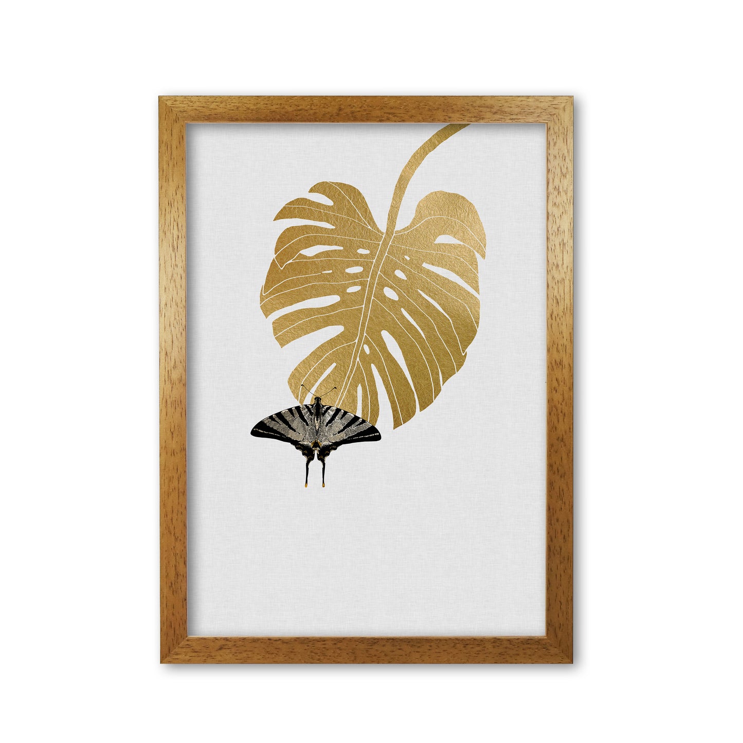 Butterfly & Monstera Leaf Print By Orara Studio Oak Grain
