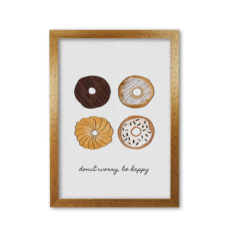 Donut Worry Print By Orara Studio, Framed Kitchen Wall Art Oak Grain