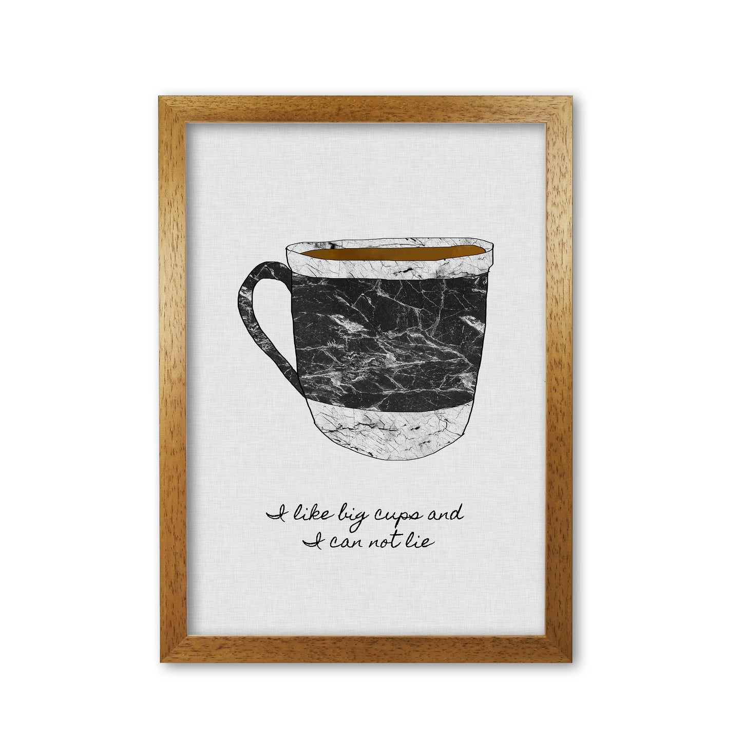 I Like Big Cups Print By Orara Studio, Framed Kitchen Wall Art Oak Grain