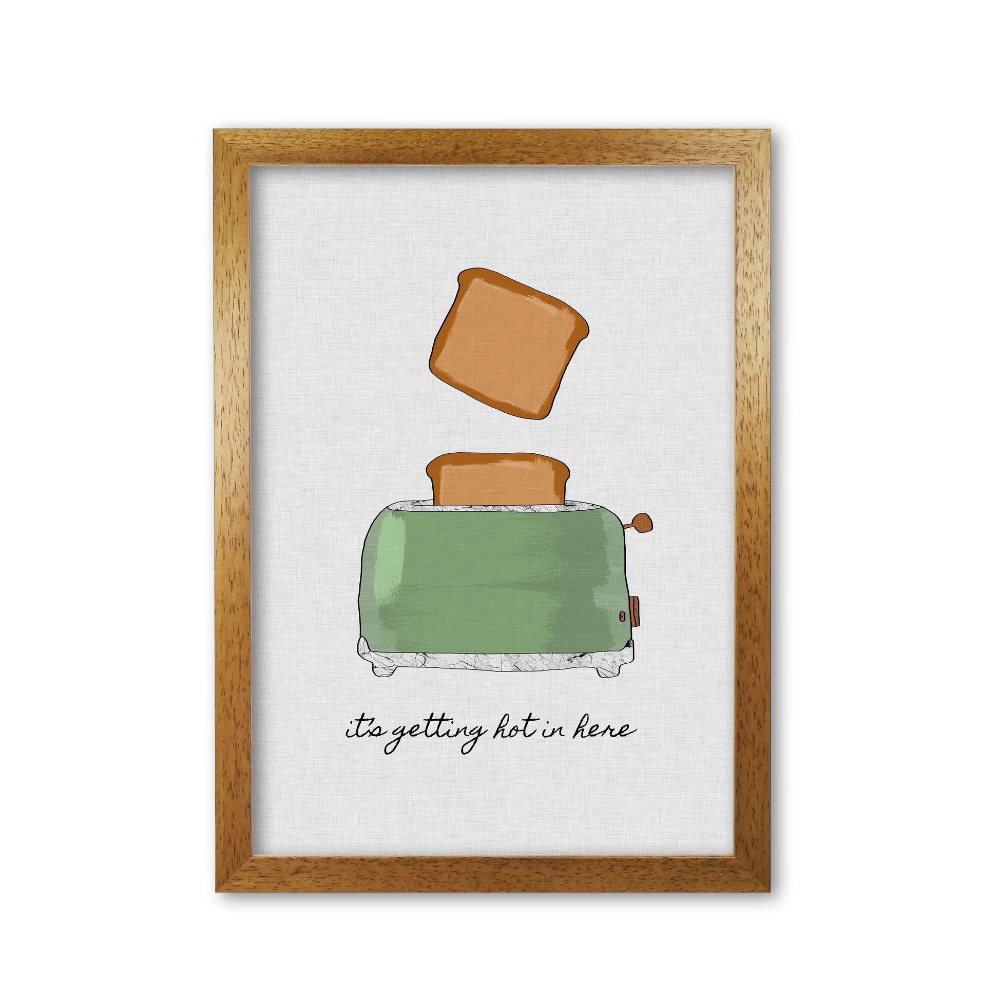 It's Getting Hot In Here Print By Orara Studio, Framed Kitchen Wall Art Oak Grain