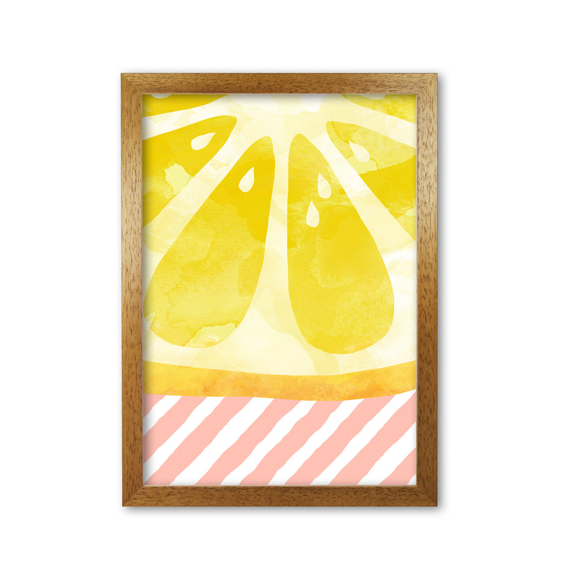Lemon Abstract Print By Orara Studio, Framed Kitchen Wall Art Oak Grain