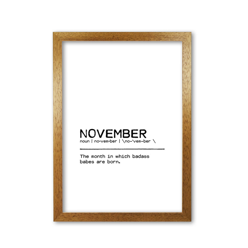 November Badass Definition Quote Print By Orara Studio Oak Grain