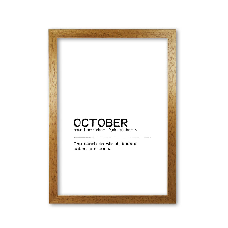 October Badass Definition Quote Print By Orara Studio Oak Grain