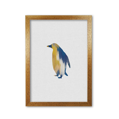Penguin Blue & Yellow Print By Orara Studio Animal Art Print Oak Grain