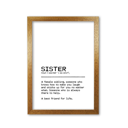 Sister Best Friend Definition Quote Print By Orara Studio Oak Grain