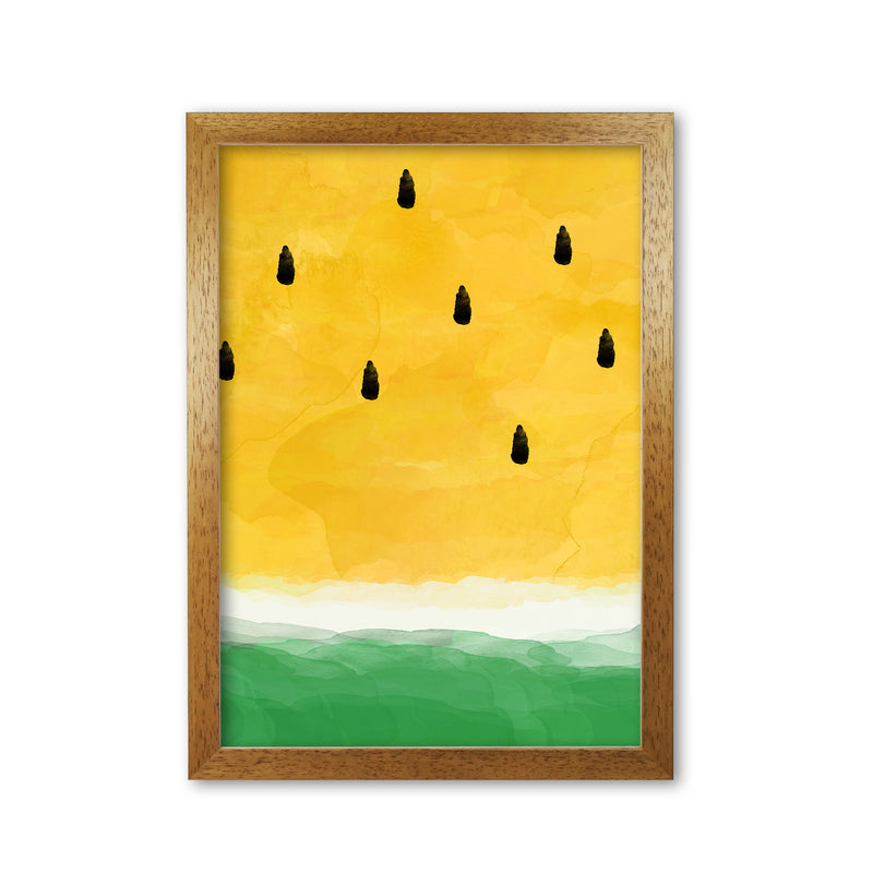 Yellow Watermelon Print By Orara Studio, Framed Kitchen Wall Art Oak Grain