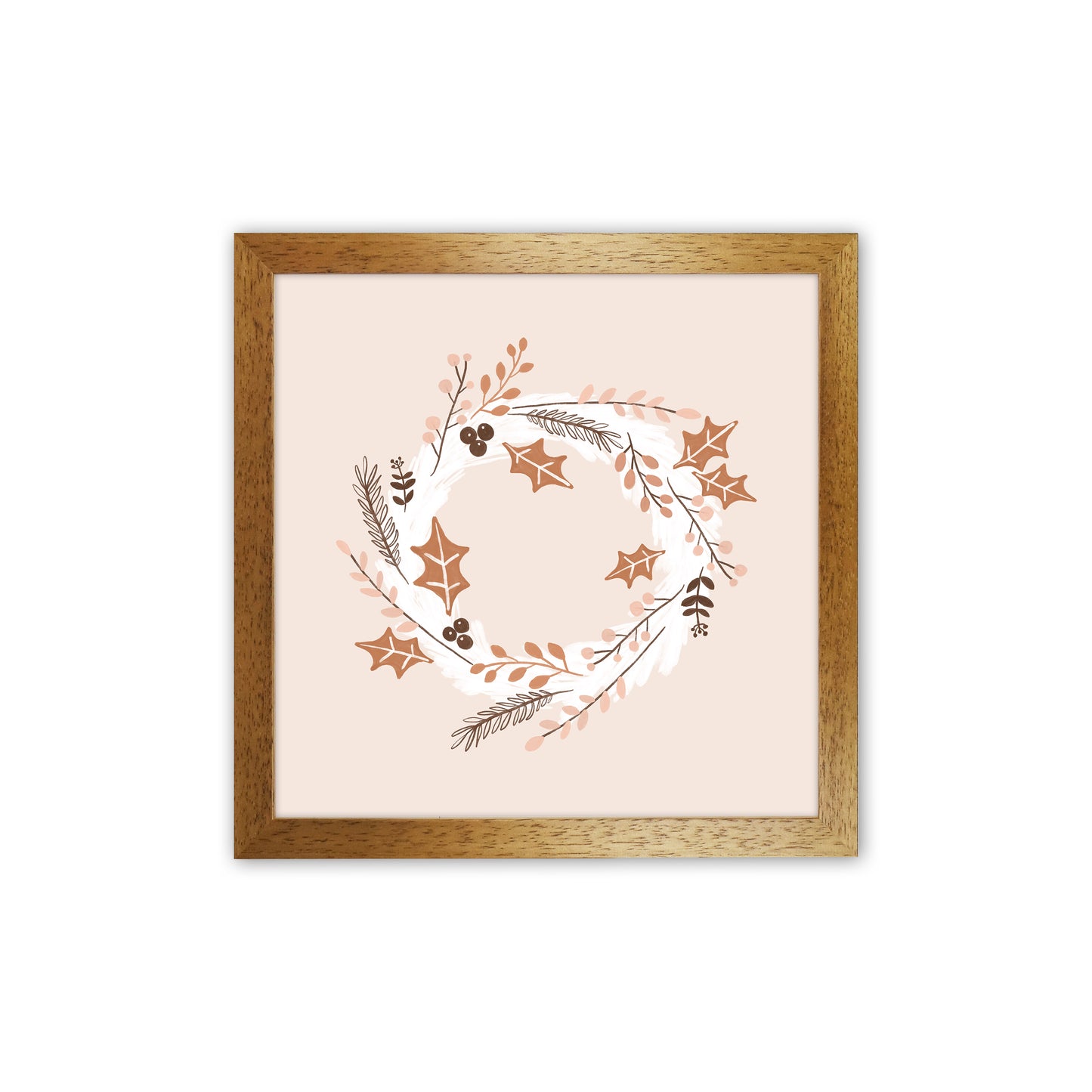 Christmas Wreath Christmas Art Print by Orara Studio Oak Grain