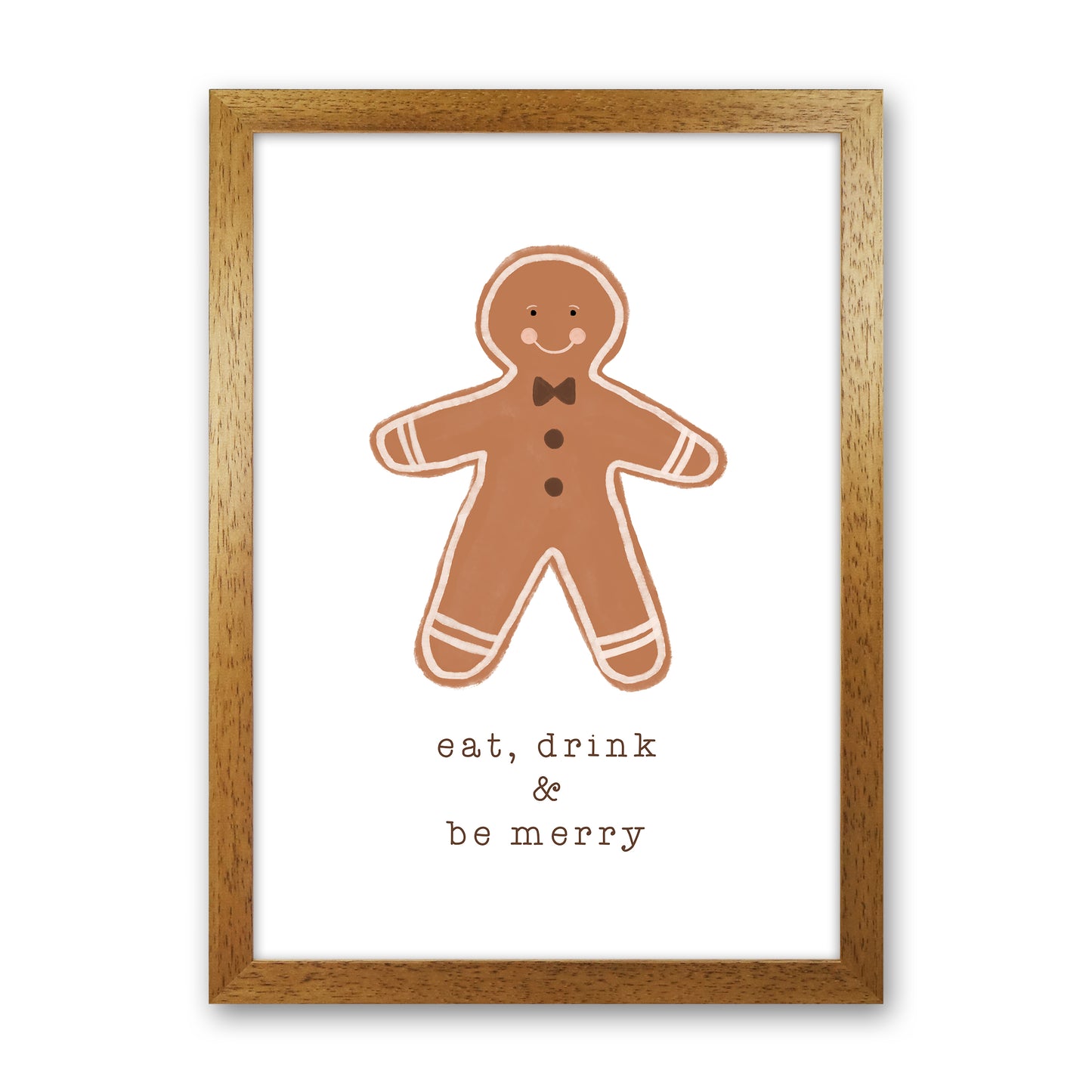 Eat Drink & Be Merry Christmas Art Print by Orara Studio Oak Grain