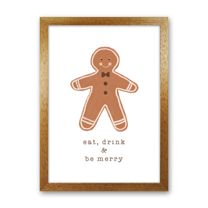 Eat Drink & Be Merry Christmas Art Print by Orara Studio Oak Grain