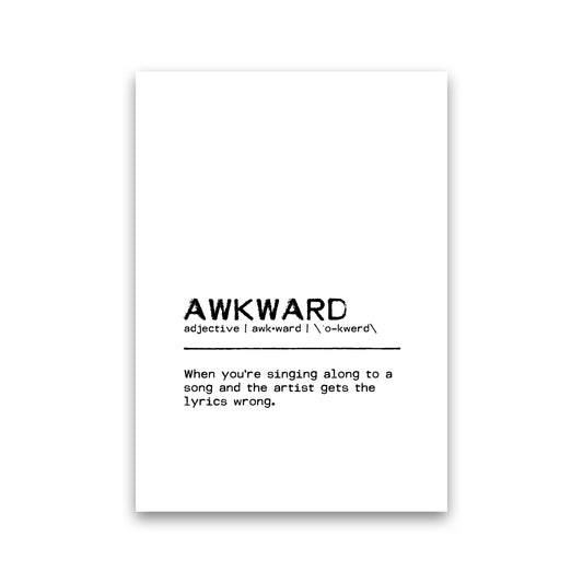 Awkward Singing Definition Quote Print By Orara Studio Print Only