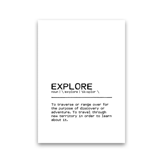 Explore Adventure Definition Quote Print By Orara Studio Print Only