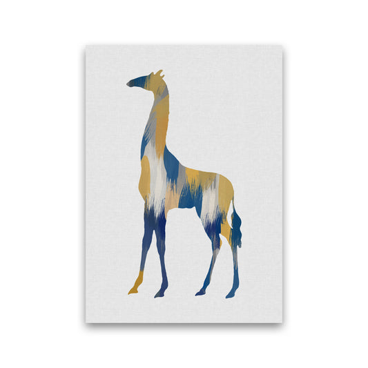 Giraffe Blue & Yellow Print By Orara Studio Animal Art Print Print Only