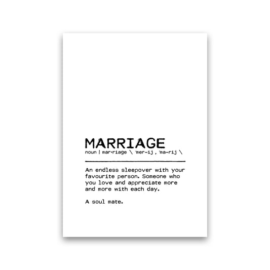 Marriage Sleepover Definition Quote Print By Orara Studio Print Only