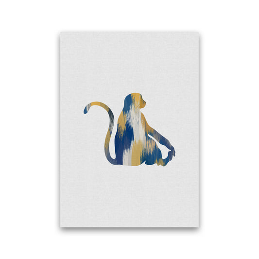 Monkey Blue & Yellow Print By Orara Studio Animal Art Print Print Only