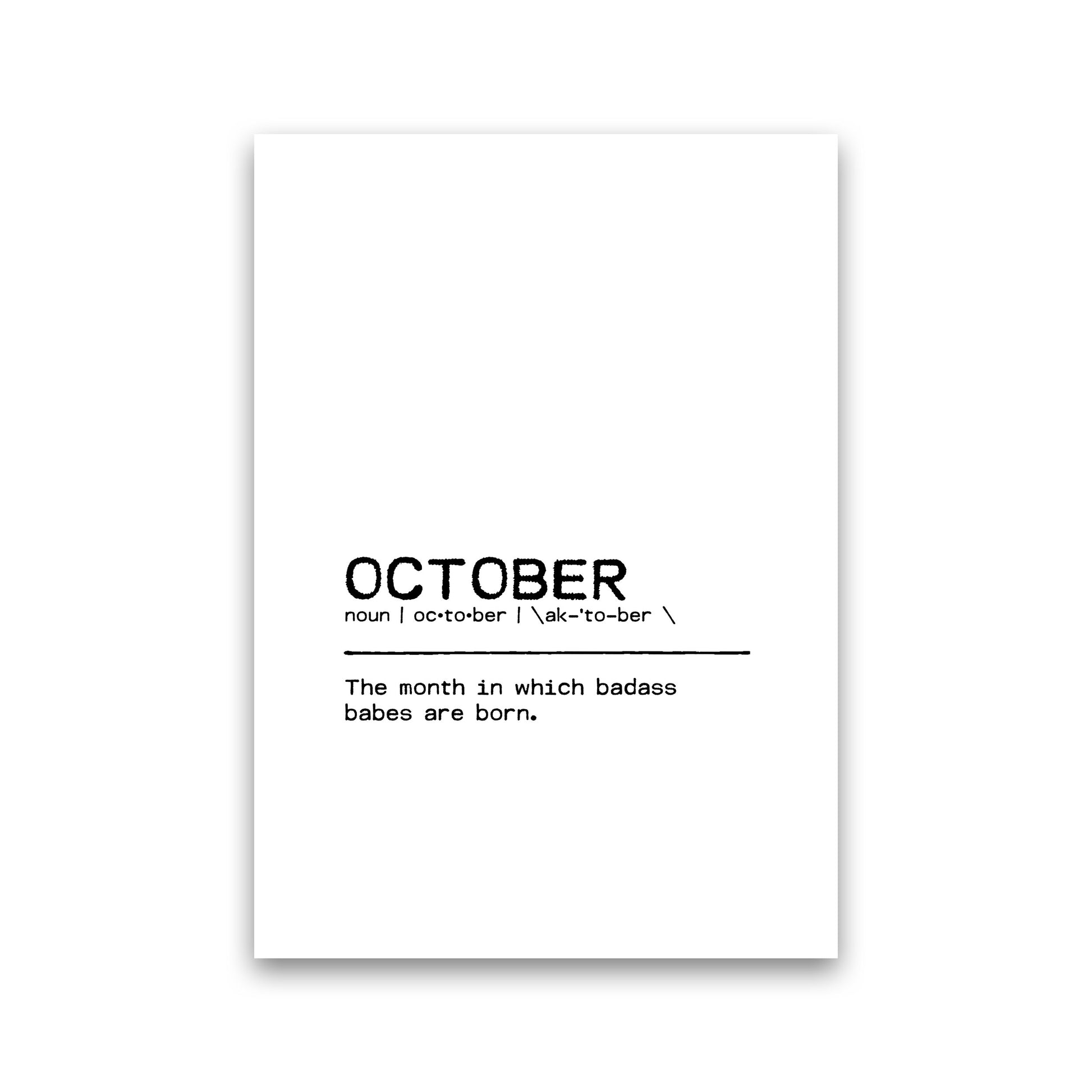 October Badass Definition Quote Print By Orara Studio Print Only
