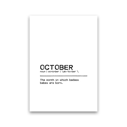October Badass Definition Quote Print By Orara Studio Print Only