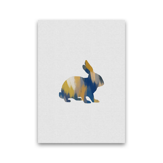 Rabbit Blue & Yellow Print By Orara Studio Animal Art Print Print Only